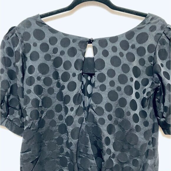 Sally Tseng Top Womens Size 6 Polka Dot Split Back Short Sleeve Boho - Picture 4 of 6